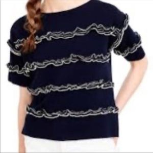 J. Crew Short-sleeve Ruffle Crewneck Sweater